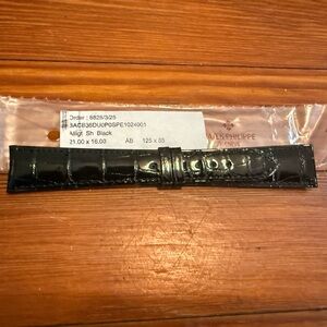 Authentic New Patek Philippe Black Alligator Leather Watch Strap 21x16mm